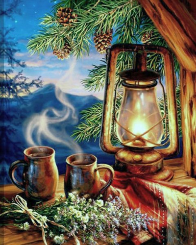 Алмазная мозаика круглыми стразами Рождественский чай