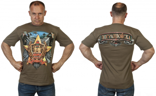 Мужская футболка хаки олива «Пограничные войска России»  - адекватная цена и размерный ряд до 6XL! №585