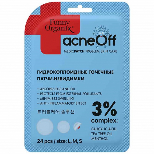 AcneOff Гидроколлоидные точечные патчи-невидимки с салициловой кислотой и ментолом