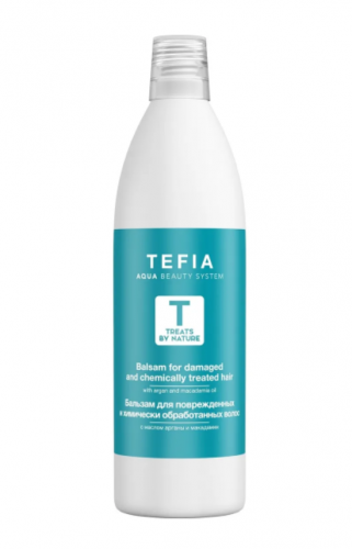 Tefia Treats by Nature Бальзам для повреждённых и химически обработанных волос с маслом арганы и макадамии 1000 мл