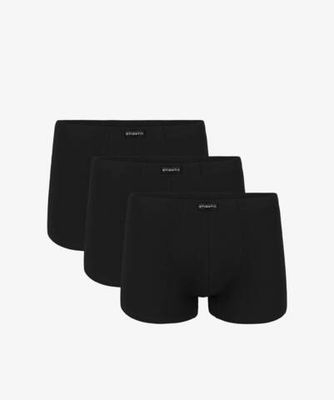 Мужские трусы шорты Atlantic, набор из 3 шт., хлопок, черные, Basic 3BMH-007