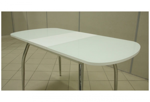 Стол 1  1100(1400)х700 лдсп белое+ стекло optiwhite( белоснежное)