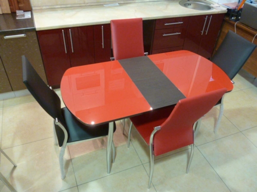 Стол 1 1100(1400)х700  венге, стекло  красное