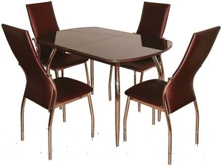 Стол 7 900(1200)х600 венге,  стекло коричневое.