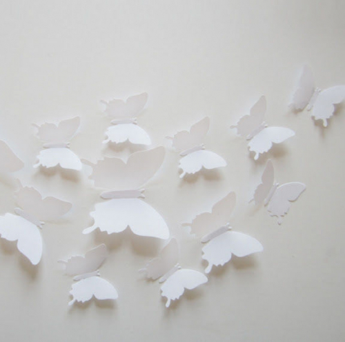 Комплект из 12 ти бабочек 3D (белые)