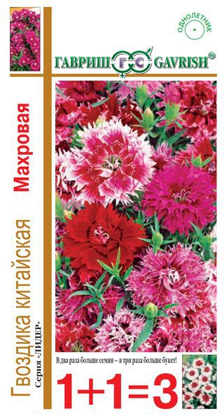 Цветы Гвоздика Китайская Махровая смесь, (1+1) 0,4 г ц/п Гавриш (однол.)