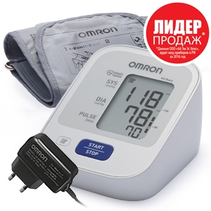 OMRON Измеритель артериального давления и частоты пульса автоматический OMRON M2 Basic (HEM-7121-АRU) с адаптером