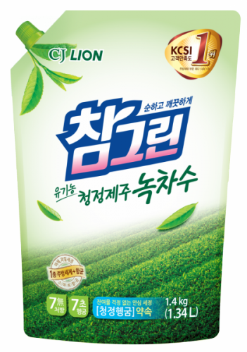 CJ Lion Средство для мытья посуды Chamgreen С ароматом зеленого чая, мягкая упаковка, 1340 мл Выкуп упаковками кратно 8шт!