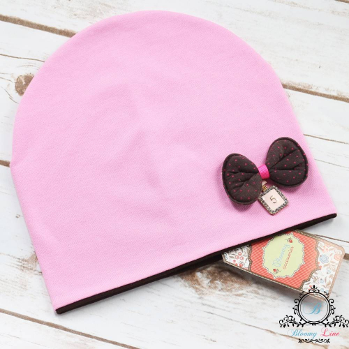 Двухслойная шапочка Розовая + шоколад 