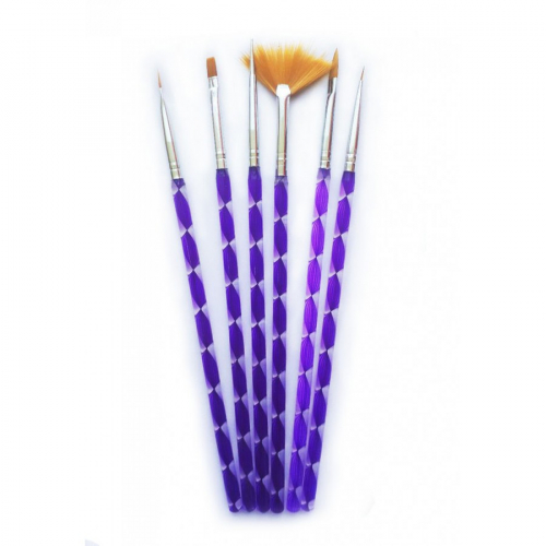 Набор кистей для дизайна c винтовыми ручками 6 шт (фиолетовая)