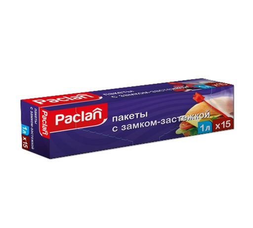 Пакеты с замком-застежкой 22х18см, 1л, 15шт.