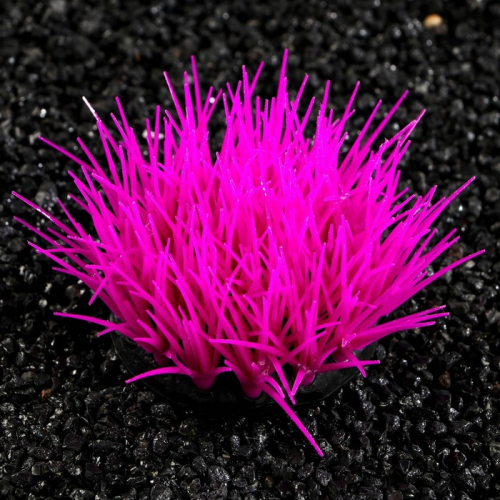 Растение силиконовое аквариумное, светящееся в темноте, 16 х 11 см, фиолетовое