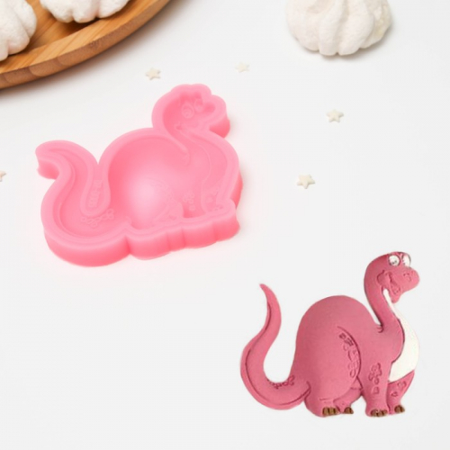 Силиконовый молд «Динозавр», 8×8×12 см, цвет розовый