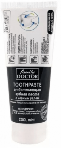 Family Doctor Зубная паста Отбеливающая С черным углем, 250 г