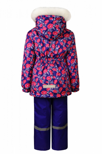 Зимний комплект-костюм для девочки, ERNA 612 Синий (розовый цветочки)