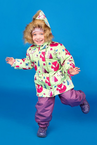 Зимний комплект-костюм для девочки, NICOLE 903 Салатовый (с лисичками)