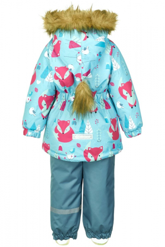 Зимний комплект-костюм для девочки, NICOLE 901 Голубой (с лисицами)