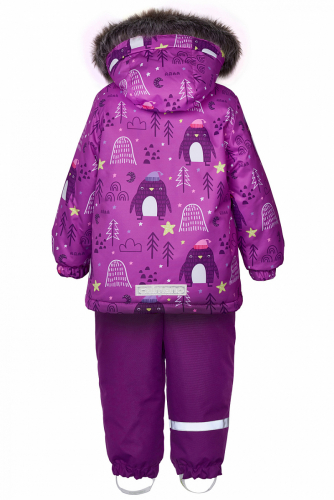 Зимний комплект-костюм для девочки, FRANKY 103 Сиреневый (пингвины)