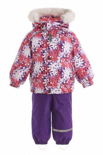 Зимний комплект-костюм для девочки, ROBIN 603 Розовый с фиолетовым (пузырики)
