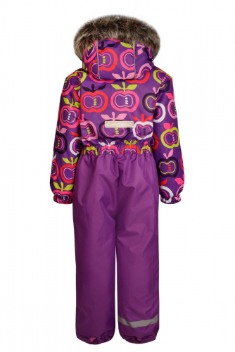 Зимний комбинезон для девочки с лямками, TONY 907 Фиолетовый (яблочки)