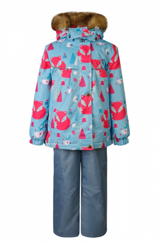 Зимний комплект-костюм девочке, ERNA 901 Голубой (лисички)