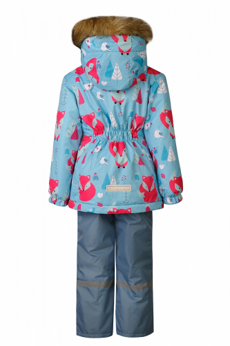 Зимний комплект-костюм девочке, ERNA 901 Голубой (лисички)