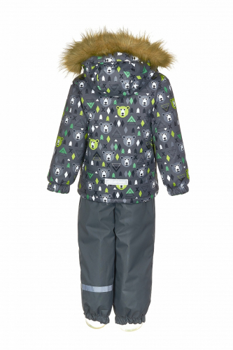 Зимний костюм мальчику, RICHARD 906 Серый-зелёный (медведи)