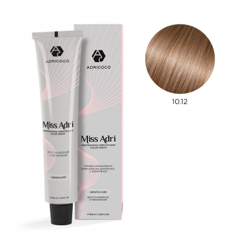 Крем-краска для волос ADRICOCO Miss Adri оттенок 10.12 Платиновый блонд пепельный перламутровый 100 мл