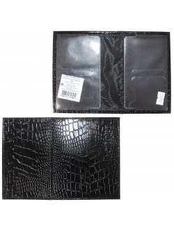 Обложка для паспорта Croco-П-406 натуральная кожа черный крокодил (200) 206852