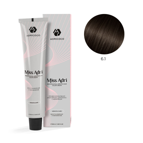 Крем-краска для волос ADRICOCO Miss Adri оттенок 6.1 Темный блонд пепельный 100 мл