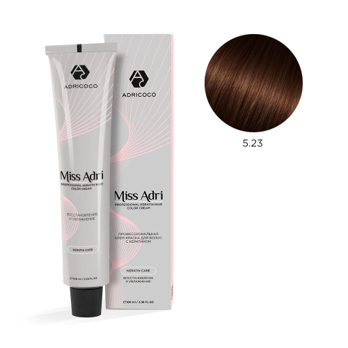 Крем-краска для волос ADRICOCO Miss Adri оттенок 5.23 Светлый коричневый перламутровый золотистый 100 мл