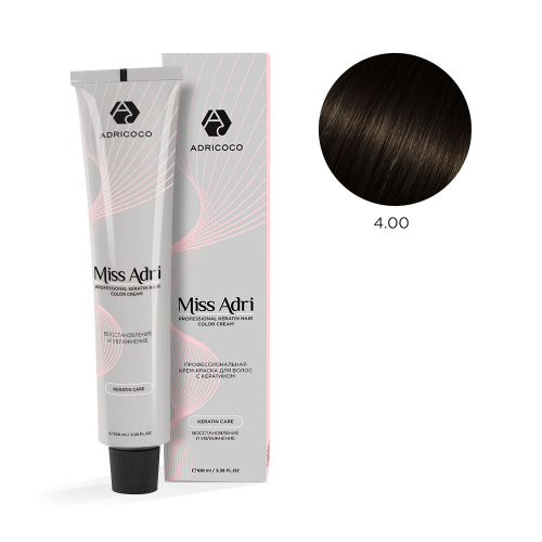 Крем-краска для волос ADRICOCO Miss Adri оттенок 4.00 Коричневый интенсивный 100 мл