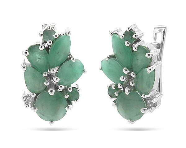 Серьги из серебра изумруд, Белиссимо