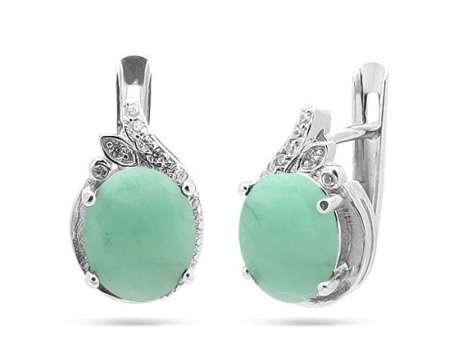 Серьги из серебра изумруд, SL-RIC42
