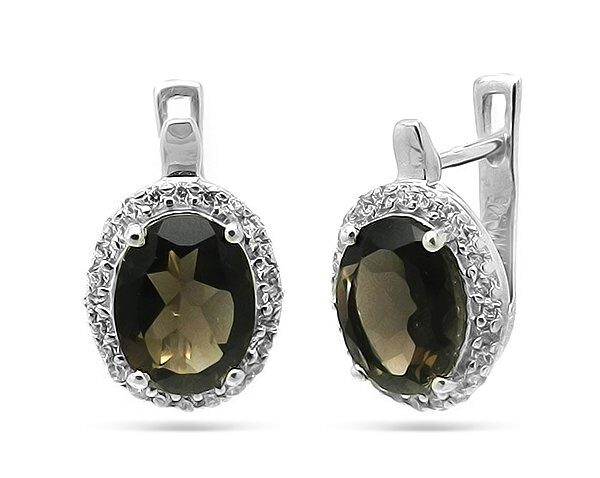 Серьги из серебра раухтопаз, Джайв