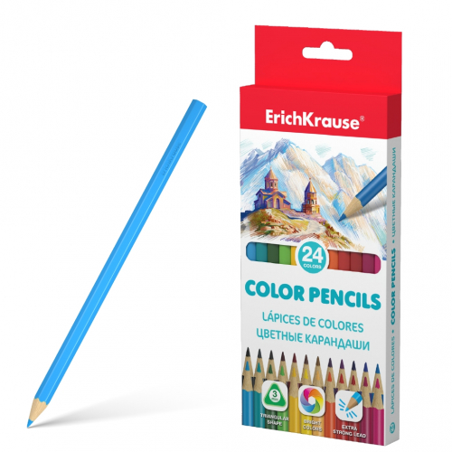 Цветные карандаши трехгранные ErichKrause® 24 цвета