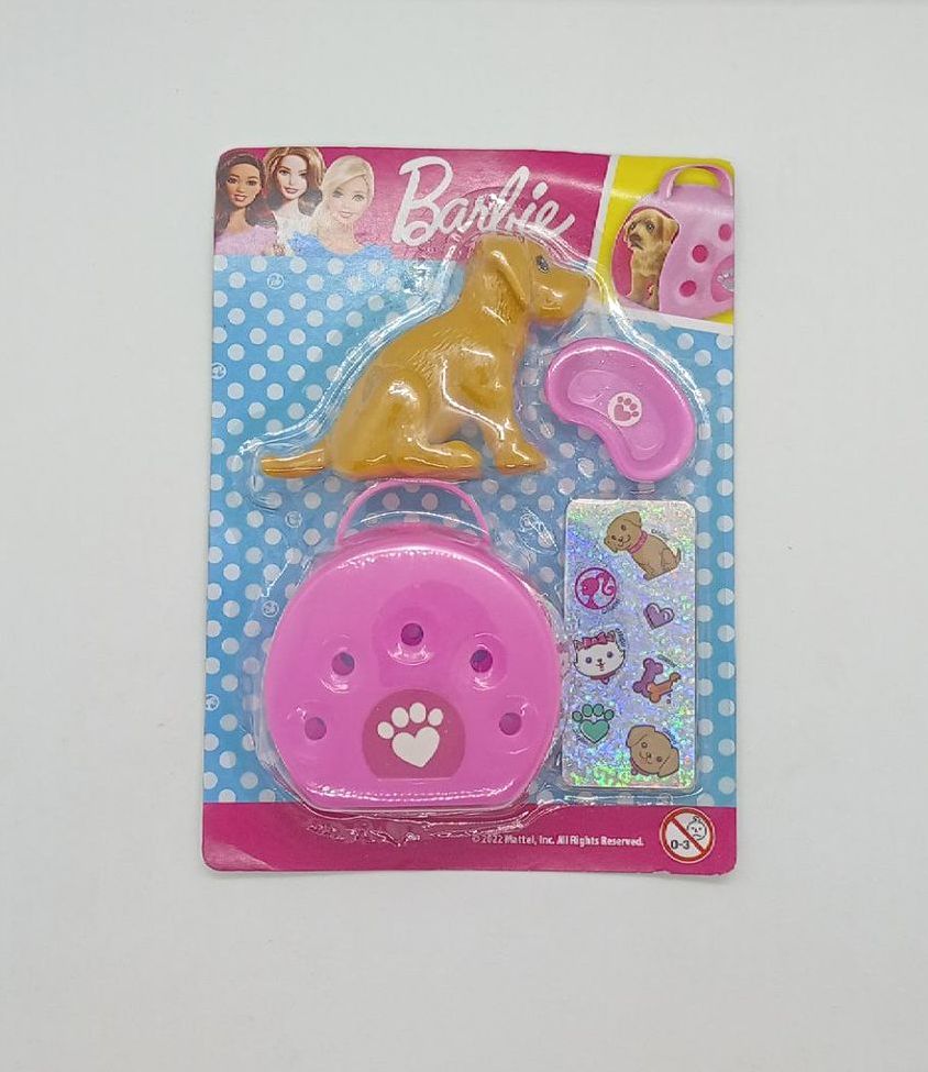 ж-л Играем с Барби 02/22 с ВЛОЖЕНИЕМ! Вложение Игровой набор «На прогулку»: игрушки в форме фигурки собачки, мисочки, переноски с наклейками