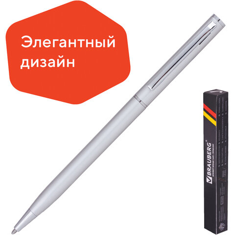 Ручка бизнес-класса шариковая BRAUBERG “Delicate Silver“, корпус серебристый, узел 1 мм, линия письма 0,7 мм,синяя, 141401