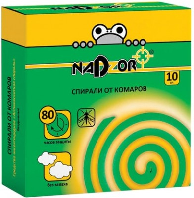 Спирали Nadzor зеленые от комаров б/запаха малодымные(60шт/м)