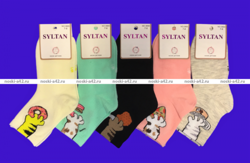 SYLTAN носки детские с прикольным кошачьим принтом арт. 3665