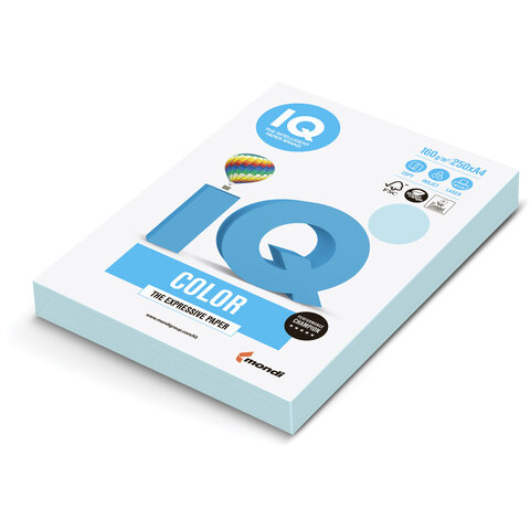 Бумага IQ color, А4, 160 г/м2, 250 л., пастель, голубой лед, OBL70