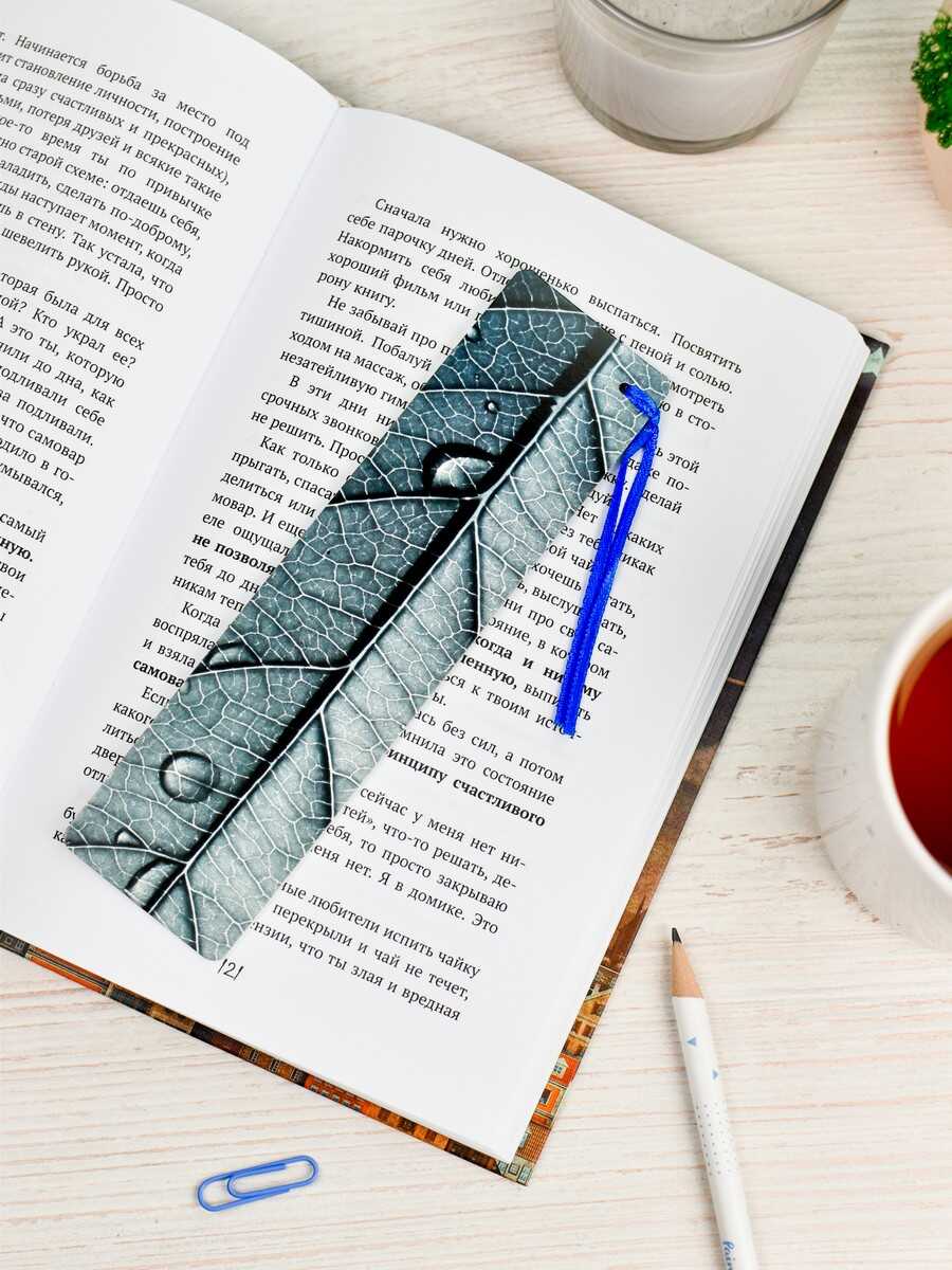 Закладка картонная для книг, размер 45х170 мм, лента в цвет дизайна