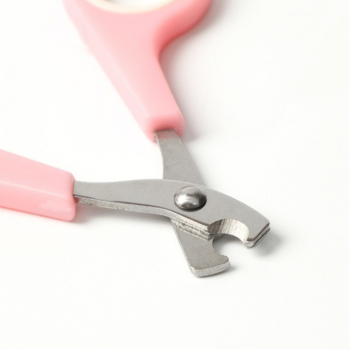 Набор по уходу за когтями: ножницы-когтерезы (отверстие 6 мм) и пилка, розовый с белым