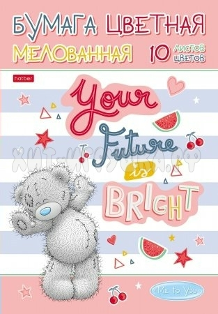 Бумага цветная А4 10 л. 10 цв. мелов. в папке MeTo You Хатбер 10Бц4м_25114, 10Бц4м_25114