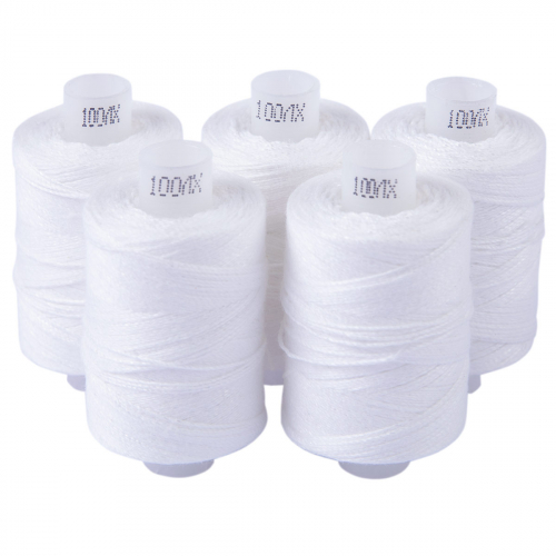 Швейные нитки (армированные) 100 ЛХ 200 м белый 5 шт №0101