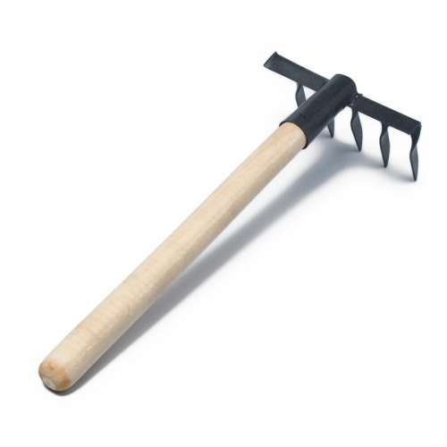Грабли прямые, 5 витых зубцов, длина 46 см, деревянная ручка