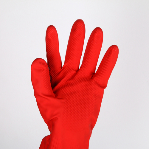 Перчатки хозяйственные резиновые с утеплителем Доляна, размер L, 85 гр, цвет красный