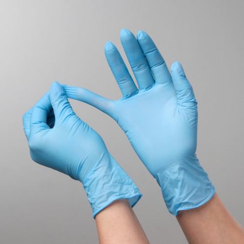 Перчатки нитриловые, текстурированные на пальцах A.D.M. «Усиленные», размер S, 100 шт/уп, 9 г