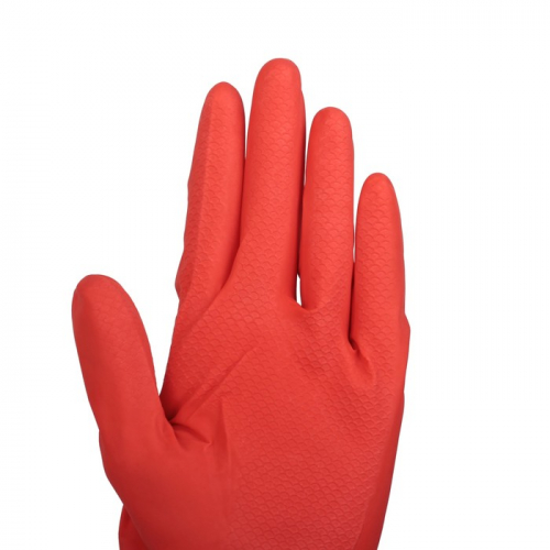 Перчатки хозяйственные резиновые Доляна, размер L, плотные, 50 гр, цвет красный