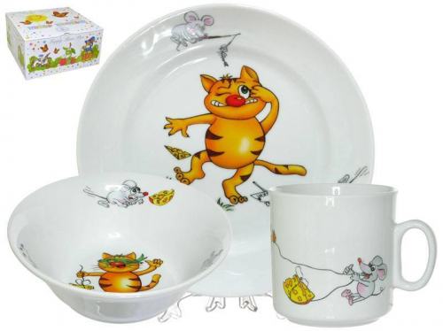 Купить Набор детской посуды 3 предмета форма Идиллия Кошки-мышки
